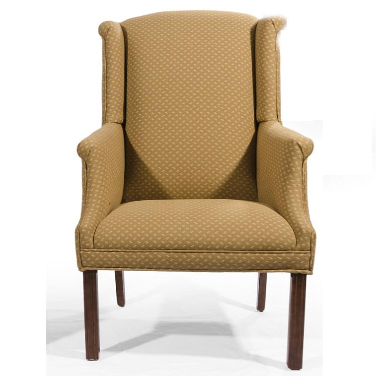 Lancer HomeSpun Wing Back Chair with Rolled Arms and Chippendale Legs